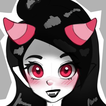 The face of a cute demon vampire girl